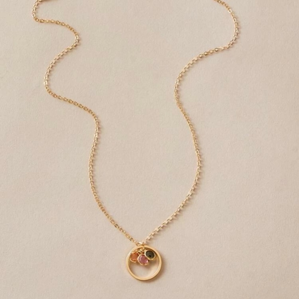 Gold Ring Necklace With Rhinestones - Picture 2 of 3